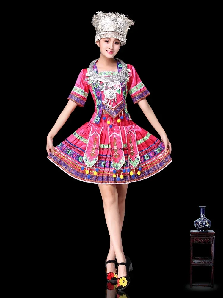 Vestido de baile tradicional chino para mujer, traje de Baile Folclórico tibetano, Miao Hmong