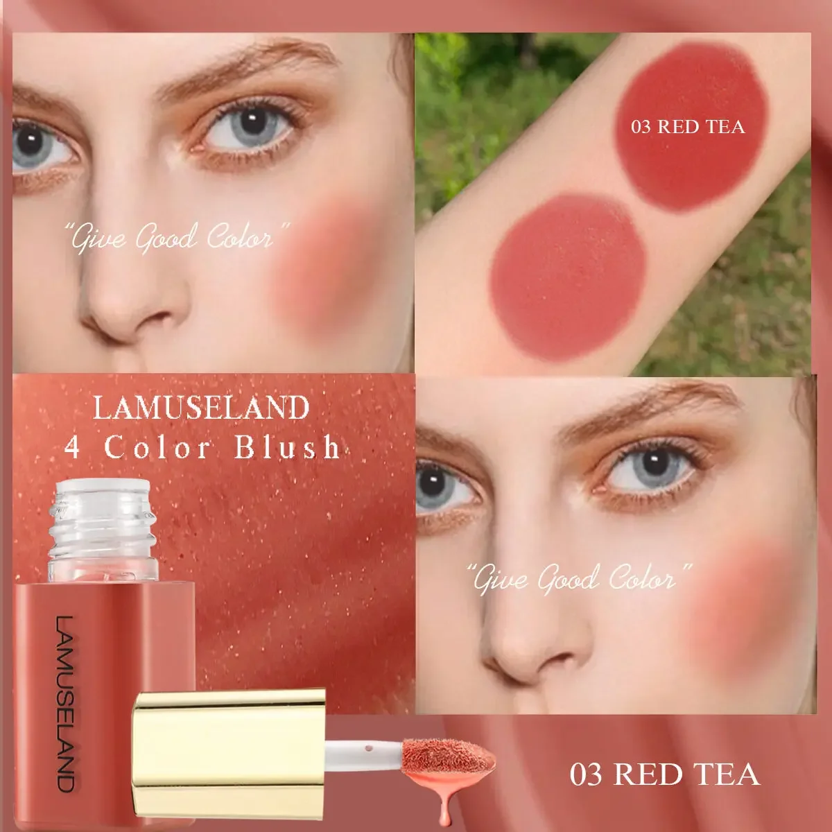 Liquid Blusher Stick Multi-use Shadow Lips Cheek Eyes Makeup Mini Tint Rouge Contours Matte Orange-red  Blush Moisturizing Rouge