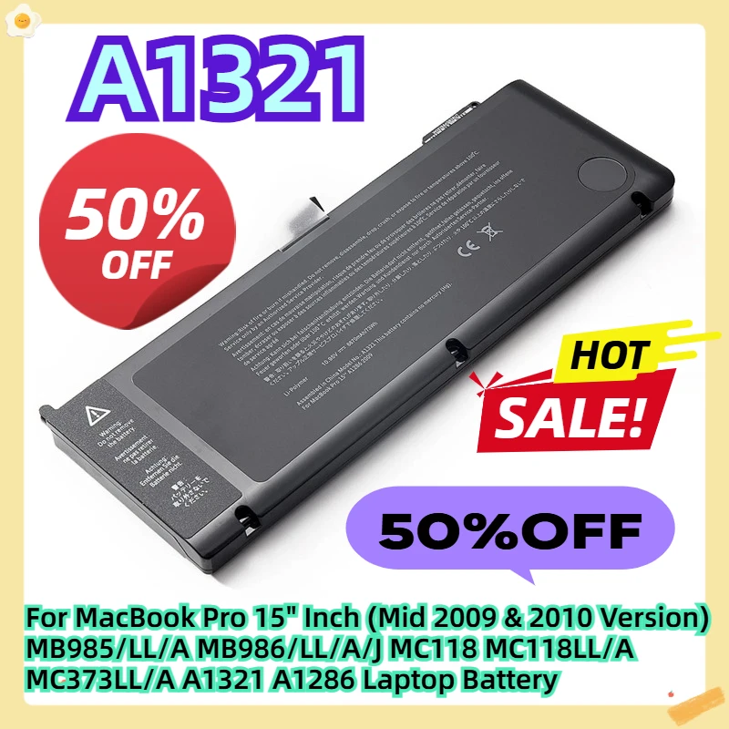 

Для MacBook Pro 15 дюймов (версия середины 2009 и 2010 г.) MB985/LL/A MB986/LL/A/J MC118 MC118LL/A MC373LL/A A1321 A1286 аккумулятор для ноутбука