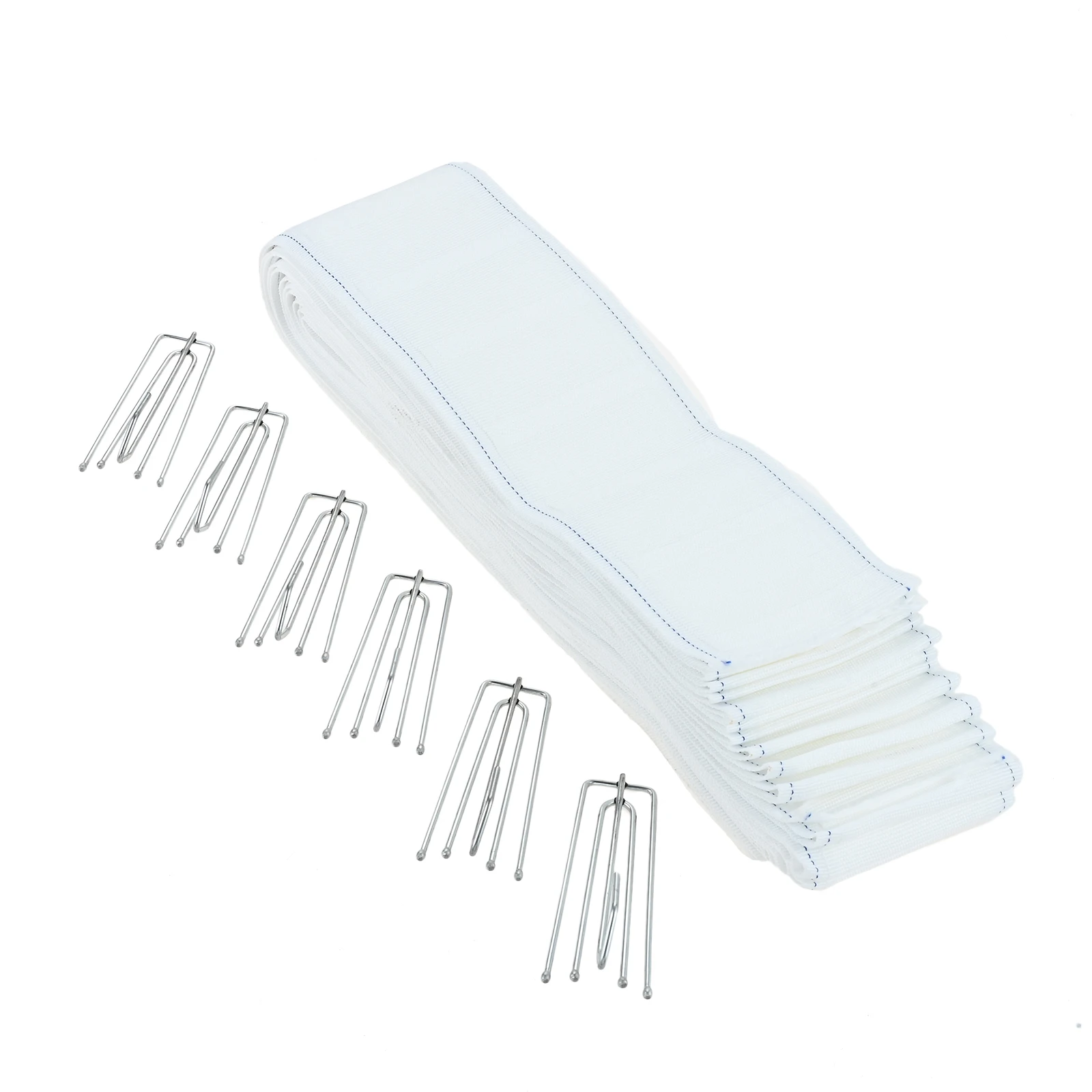 1Pc 10m Pleated Curtain Tape With 50Pcs Stainless Steel Hooks 4 Prongs Pinch Pleat Tape DIY Curtain High-quality Accessories