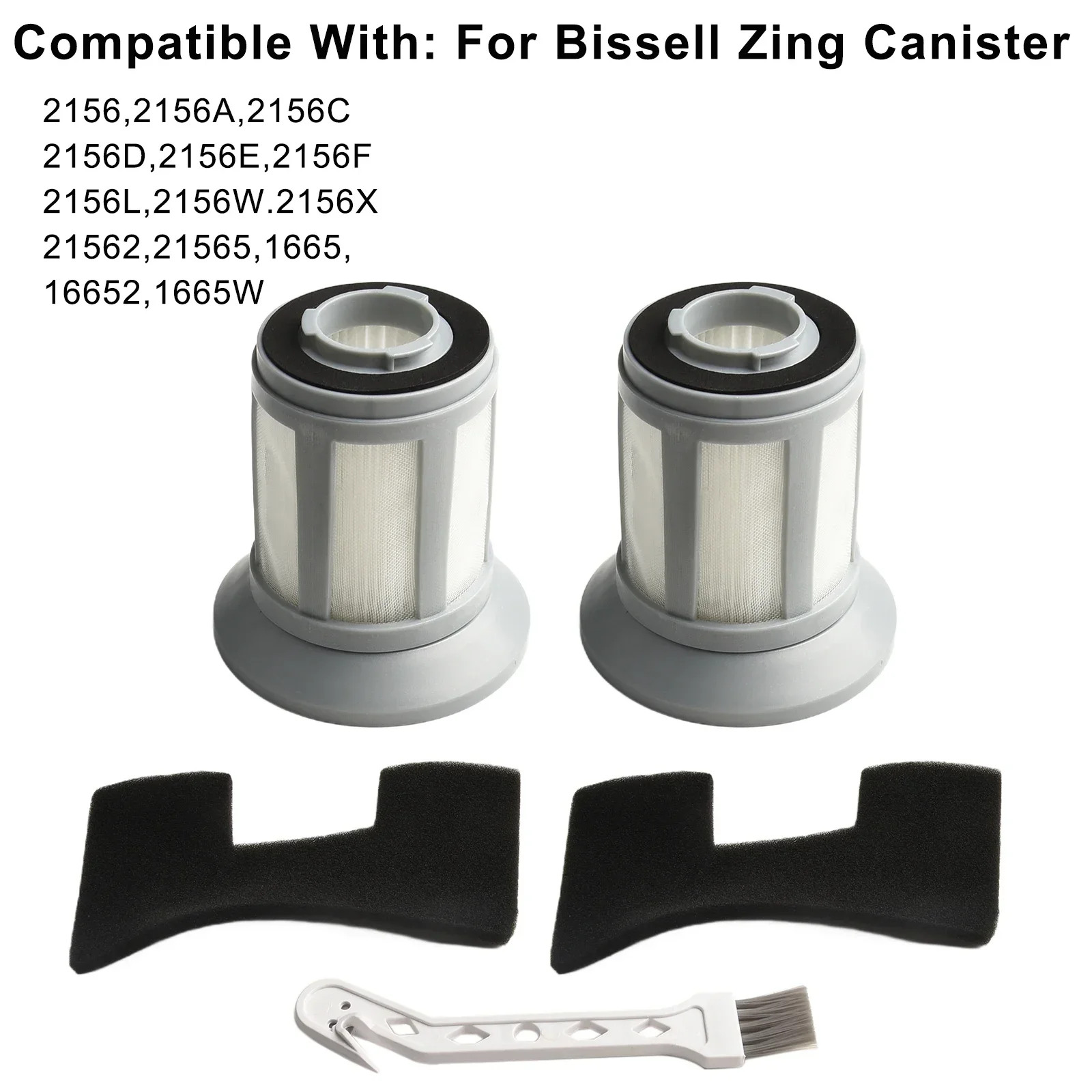 

Filter Kit For Bissell For Zing Canister Vacuum For 2156A 2156C 2156W 1665 16652 1665W Mesh Covers Foam Cleaning Brush