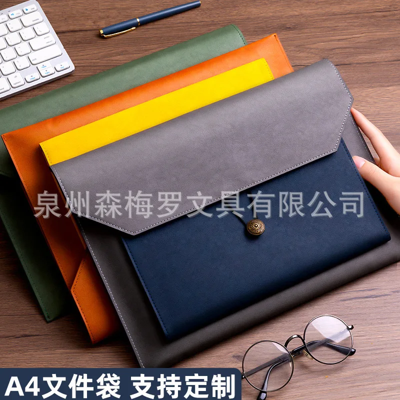 Thickened A4 Document Bag Business Office File Folder Large Capacity Storage Bag For Agreements Contracts Thickened Linen