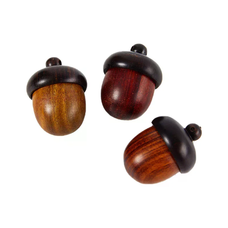 1/2PCS Mini Sandalwood Pill Boxes Portable Granule Storage Box Rescue Tablets Case Small Items Container DIY Acorn Pendants