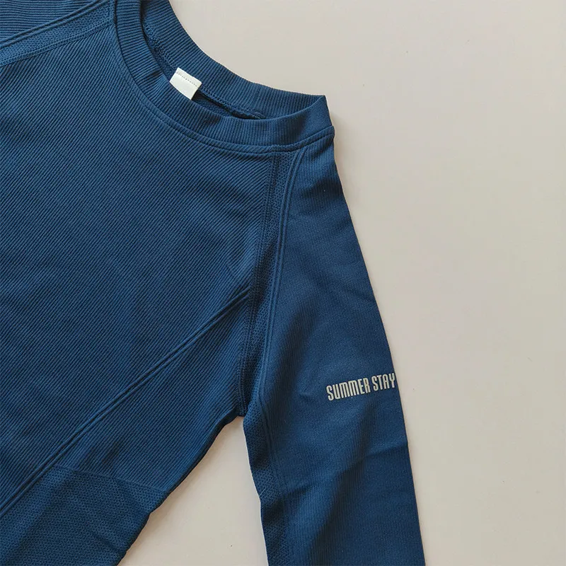 Sport-Top für Herbst und Winter, Rundhals, Slim Fit, Schnelltrocknend, Yoga-Bekleidung, Professionelles Training, Pilates-Sport-T-Shirt, Laufshirt – Detail 10