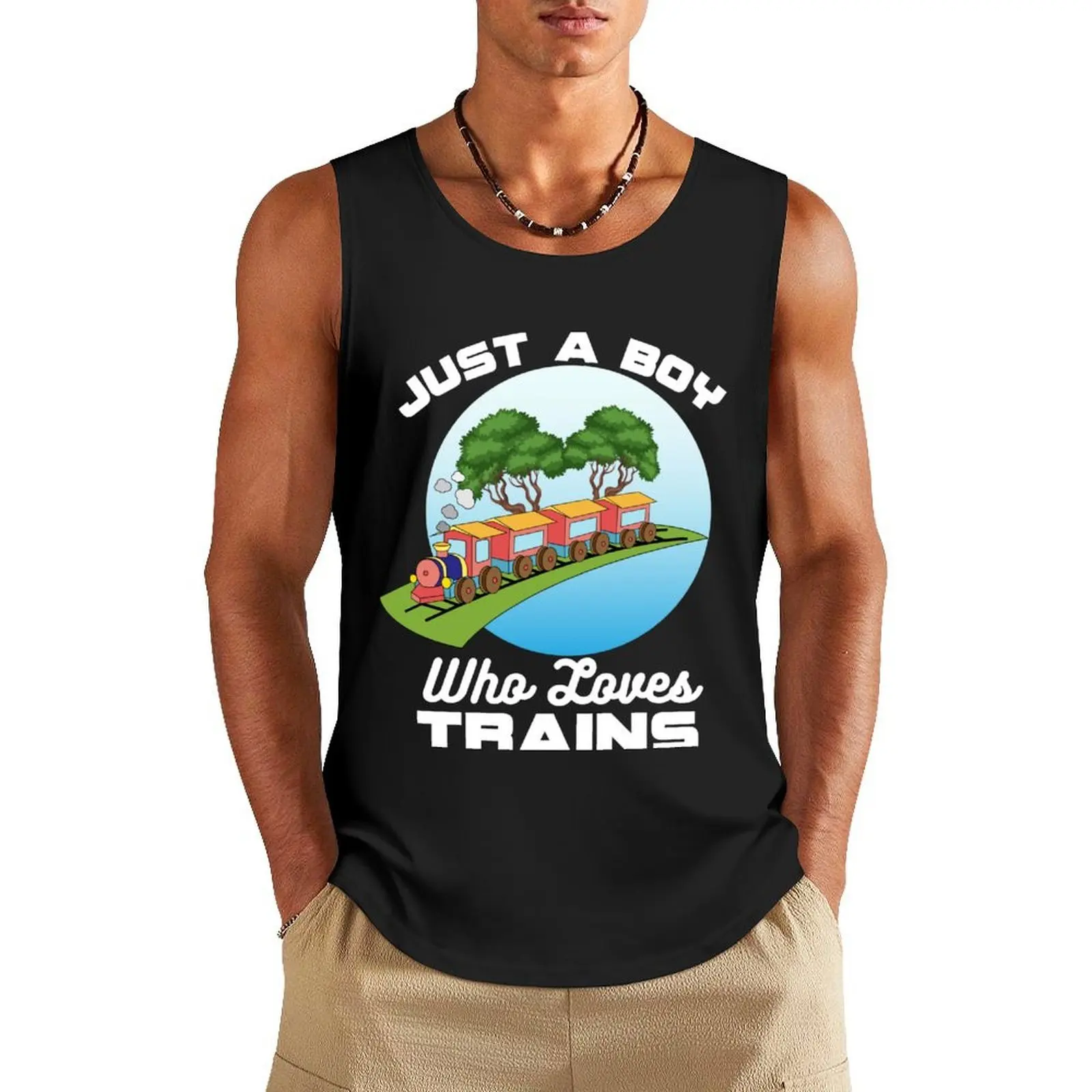 

Trains for Boys or Toddlers Just A Boy Who Loves Trains Tank Top quick-drying t-shirt Japanese t-shirt sports vest sports suits