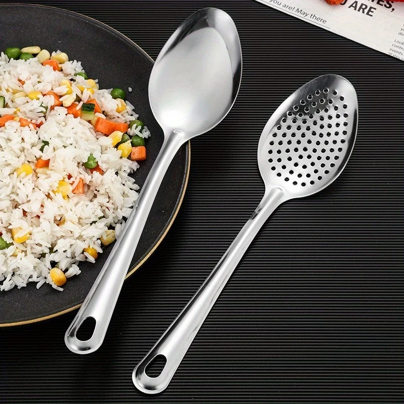 2/4pcs Colander for Home Kitchen Long Handle Pointed Rice Spoon, or Home Kitchen Restaurant Hotel, Kitchen Supplies