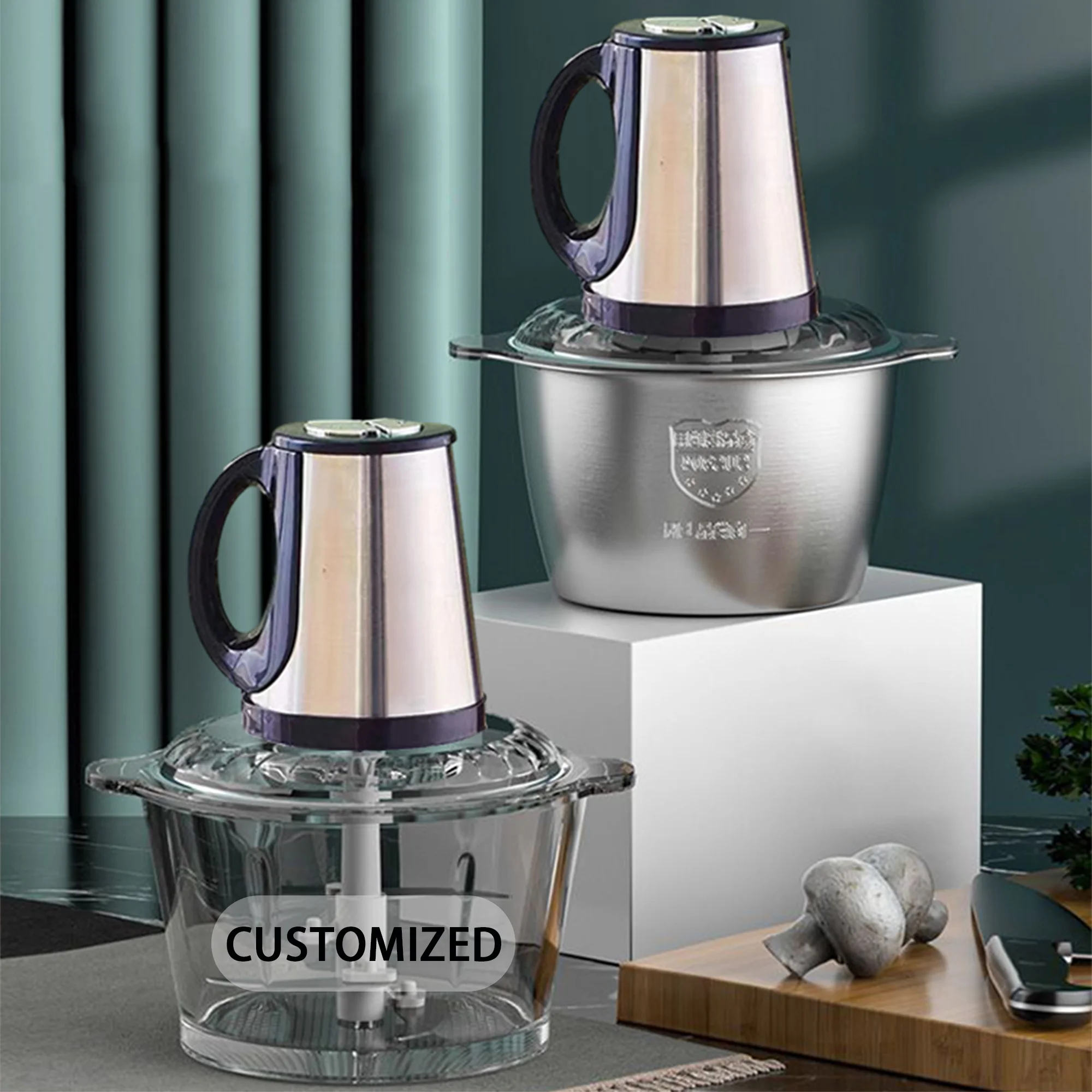 

Factory Wholesale Kitchen Home Vegetable Meat Chopper Food Processor Stainless Steel 2l 3l 5l Mincer Electric Meat Grinders