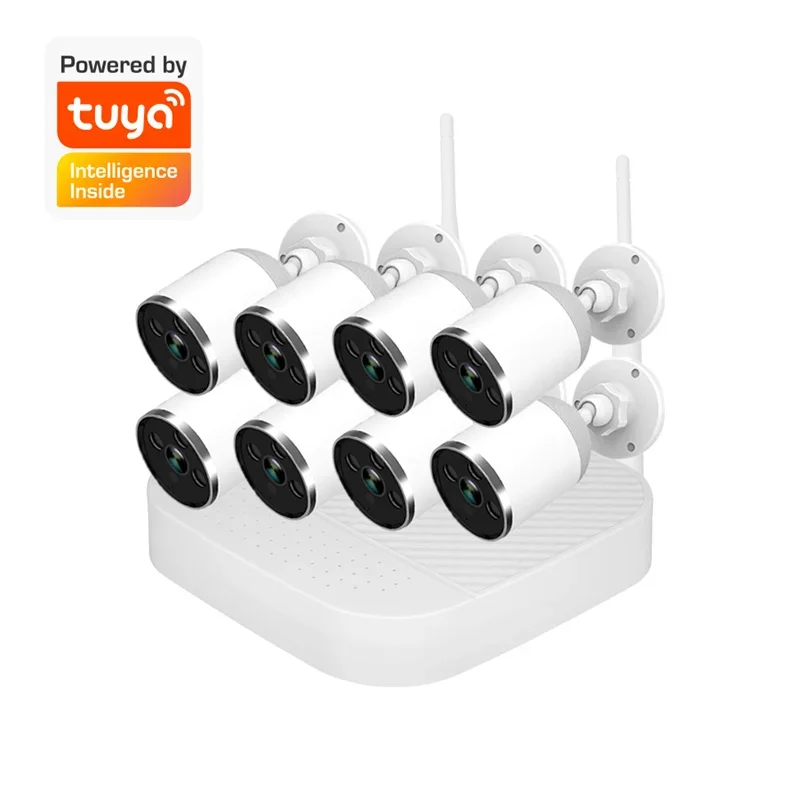 8ch 2mp/3mp tuya nvr kit wifi home security kit PER Brand tuya wifi kit with alexa and google assistant