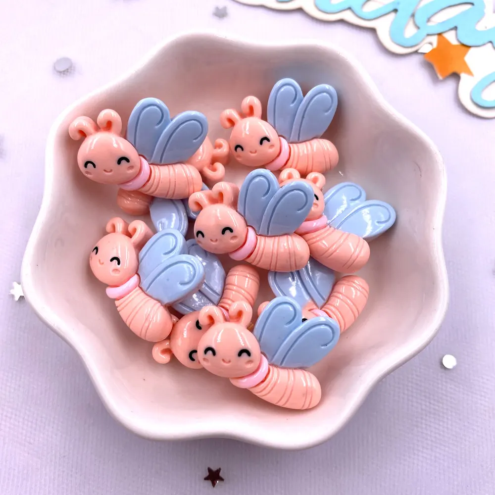 14pcs Kleurrijke Hars Cartoon Rups Bee Sprinkhaan Vlinder Kever Plaksteen Steen Beeldjes Plakboek Craft DIY Boog Decor