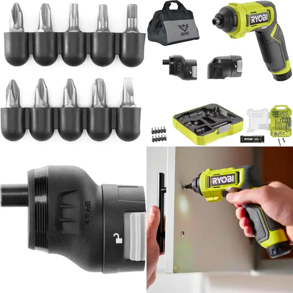 

Ryobi USB-Powered Multi-Head Screwdriver Kit with 2Ah Lithium Battery, Drill Bits, Charger, and Tool Bag