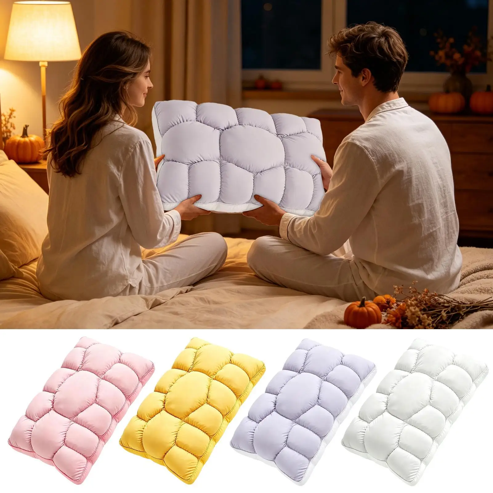 Mellow Sleep Pillow Soft Quilted Cloud-Like Neck Support Core Mellow Sleep Puff Pillow for Living Room Bedroom Home Apartment
