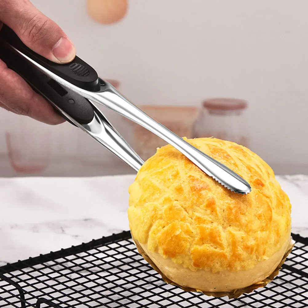 

Stainless Steel BBQ Tongs 10 Inch Black 304 Grade Lightweight for Grilling Cooking Camping Kitchen Tools Metal