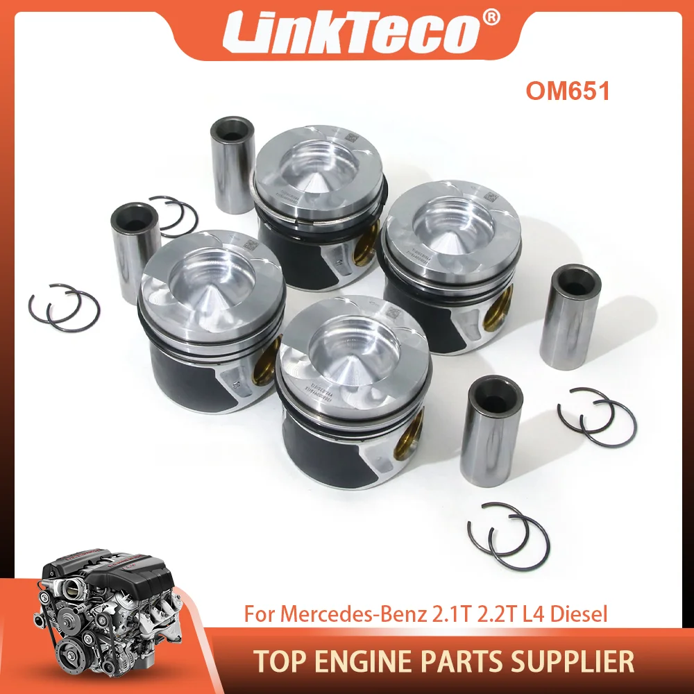 4 шт. детали двигателя OM651, комплект поршней и колец для Mercedes-Benz 2.1 2,2 L4 Diesel A-CLASS B-CLASS C-CLASS CLA CLS E-CLASS 6510301917