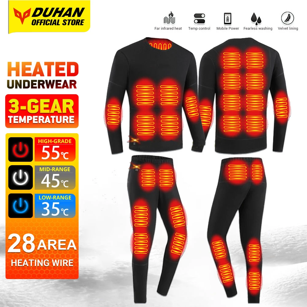 Winter Thermal Heated Jacket Moto Heated Underwear Women's Ski Suit USB Electric Heating Clothing Men Self Heating Underwear