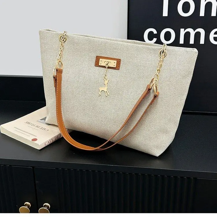 

2025 Summer 2285 Fashion Versatile Casual New Tote Bag Zipper Average Size PU Shoulder Bag
