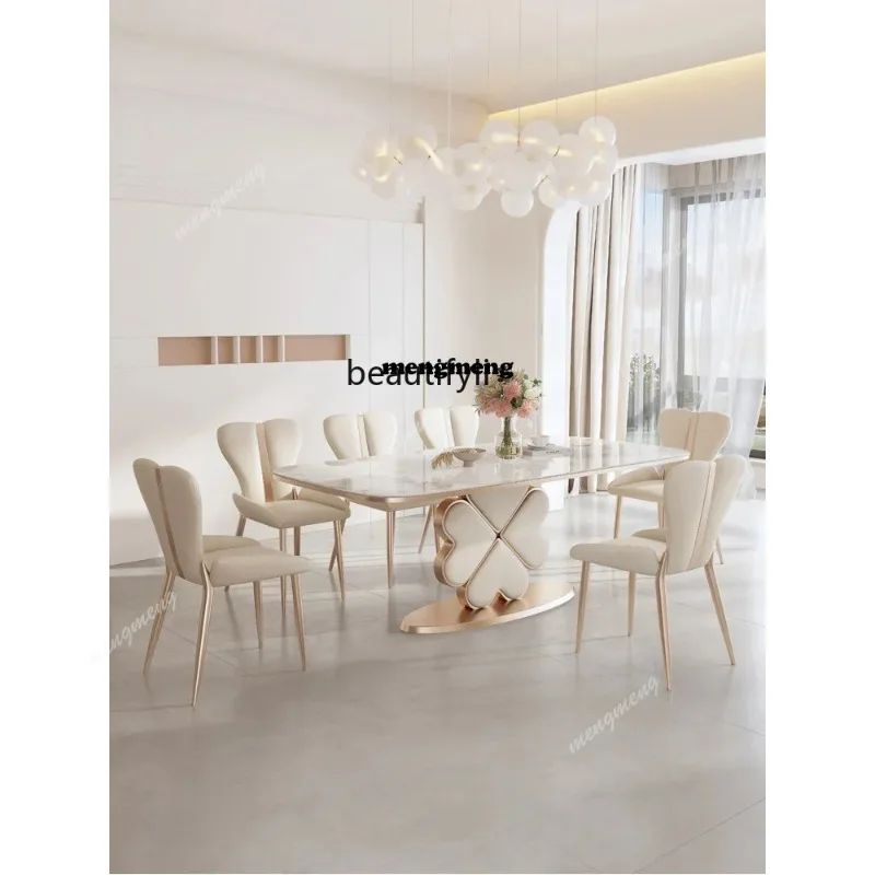 ss 8350 Dining Table Modern Minimalist Nordic Cream Style Household Rectangular Dining Table