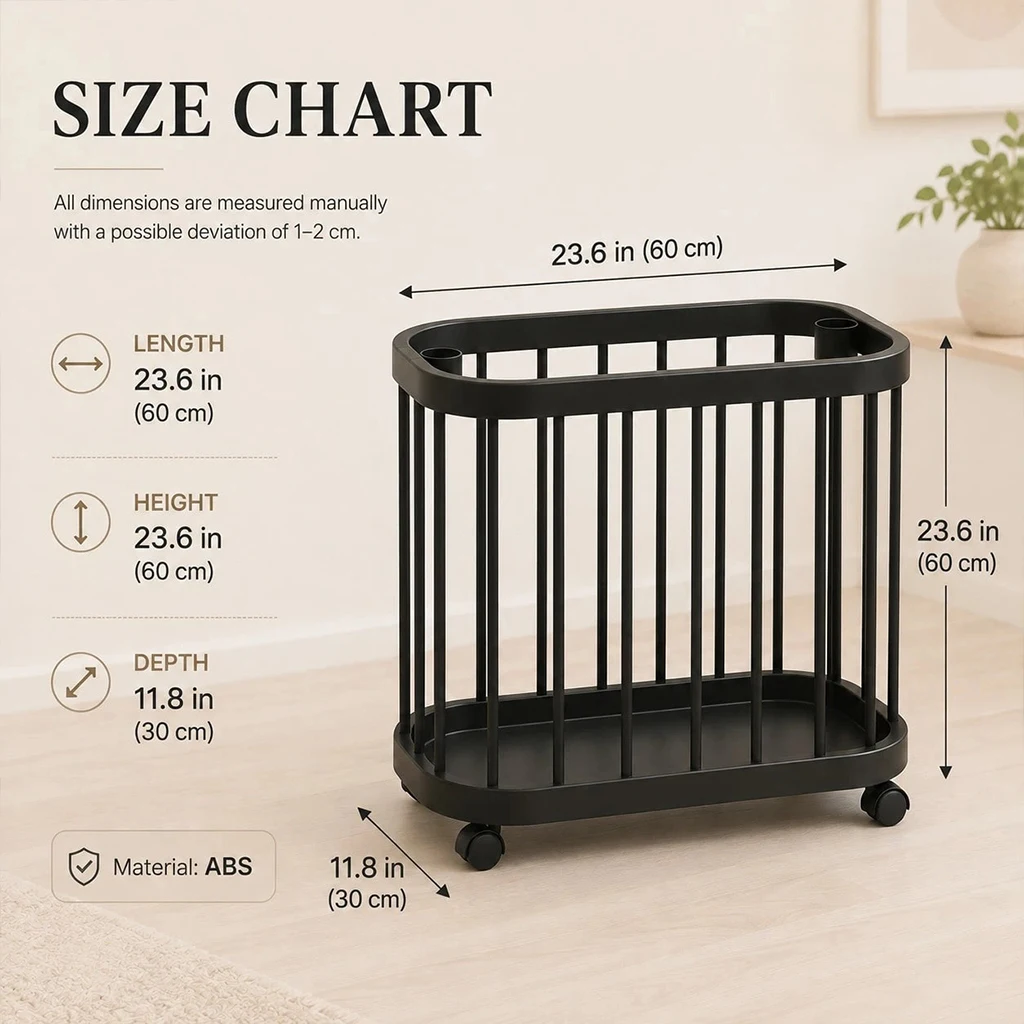 Rolling Laundry Basket with Wheels - Large Capacity Open Top Clothes Hamper for Dirty Laundry, Toys, Storage - Modern Ventilated Organizer Cart for Bathroom Bedroom