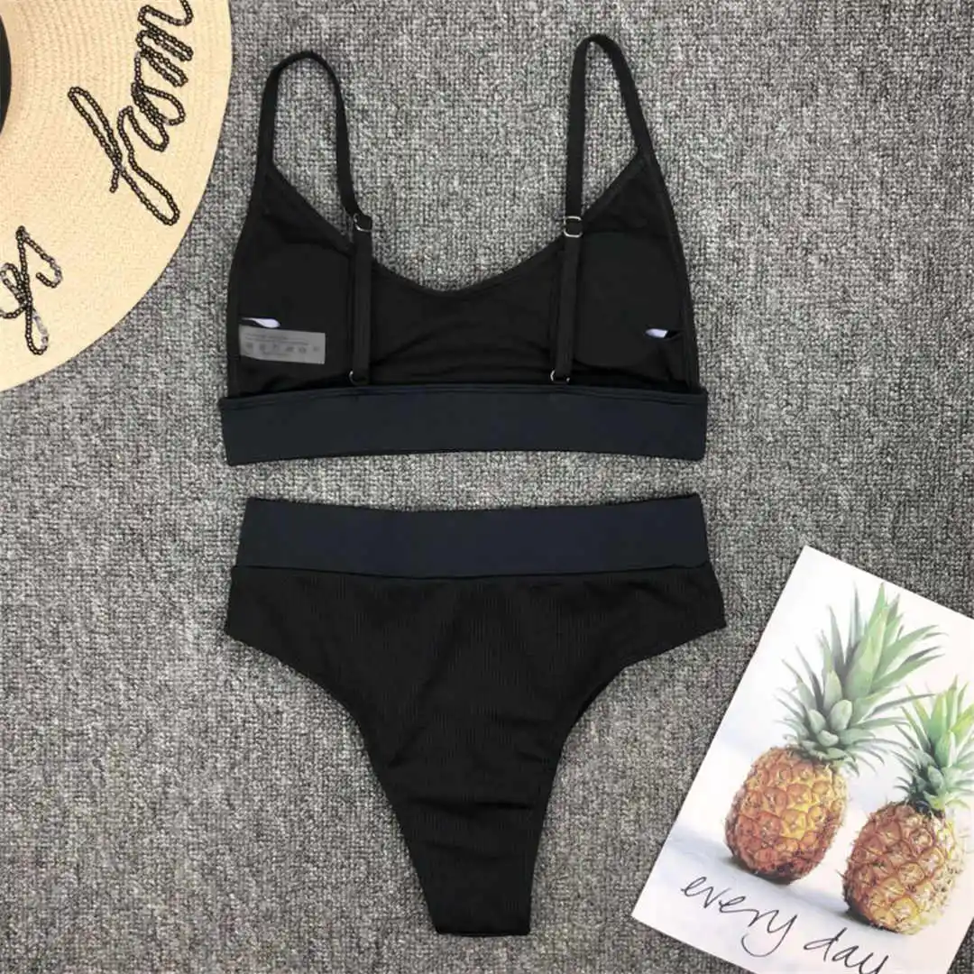 S - XL Sexy Damen-Badeanzug, High-Waist-Bikini, zweiteiliger Bikini-Set, gerippter Badeanzug, Damen-Badebekleidung V2375 – Detail 28