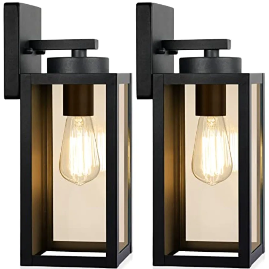 

Outdoor Wall Light Fixtures, Exterior Waterproof Wall Lanterns, Porch Sconces Lighting with E26 Sockets and Glass Shades, Moder