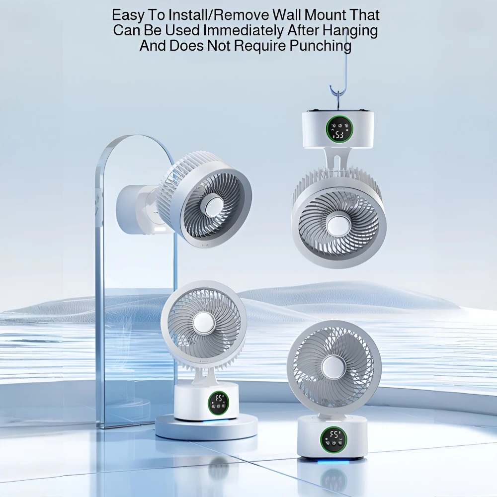 Cooling Home Desktop Hoofd schudden USB-oplaadventilator Luchtcirculatie Intelligente stemtimingventilator Desktopventilator voor thuis en slaapzaal