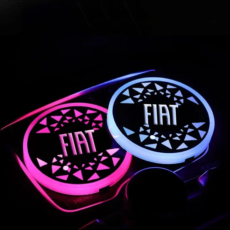 Colorful Change Car Drinks Holders Coaster Pad Water Cups Mat for Fiat Logo 500 Uno Palio Grand Punto Doblo Panda Bravo Tipo view 5