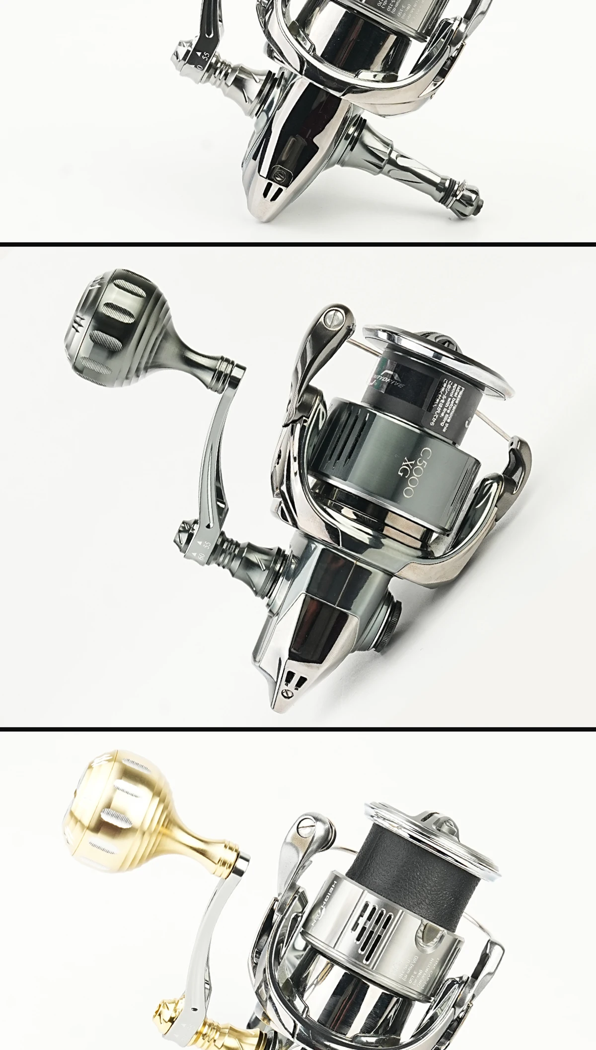 HEIGHTEN Spinnrolle mit Einzelgriff 55mm Austauschbar auf 60mm mit Knopf – Ersatzteile für Spinnrollen zum Bassangeln – Detail 18