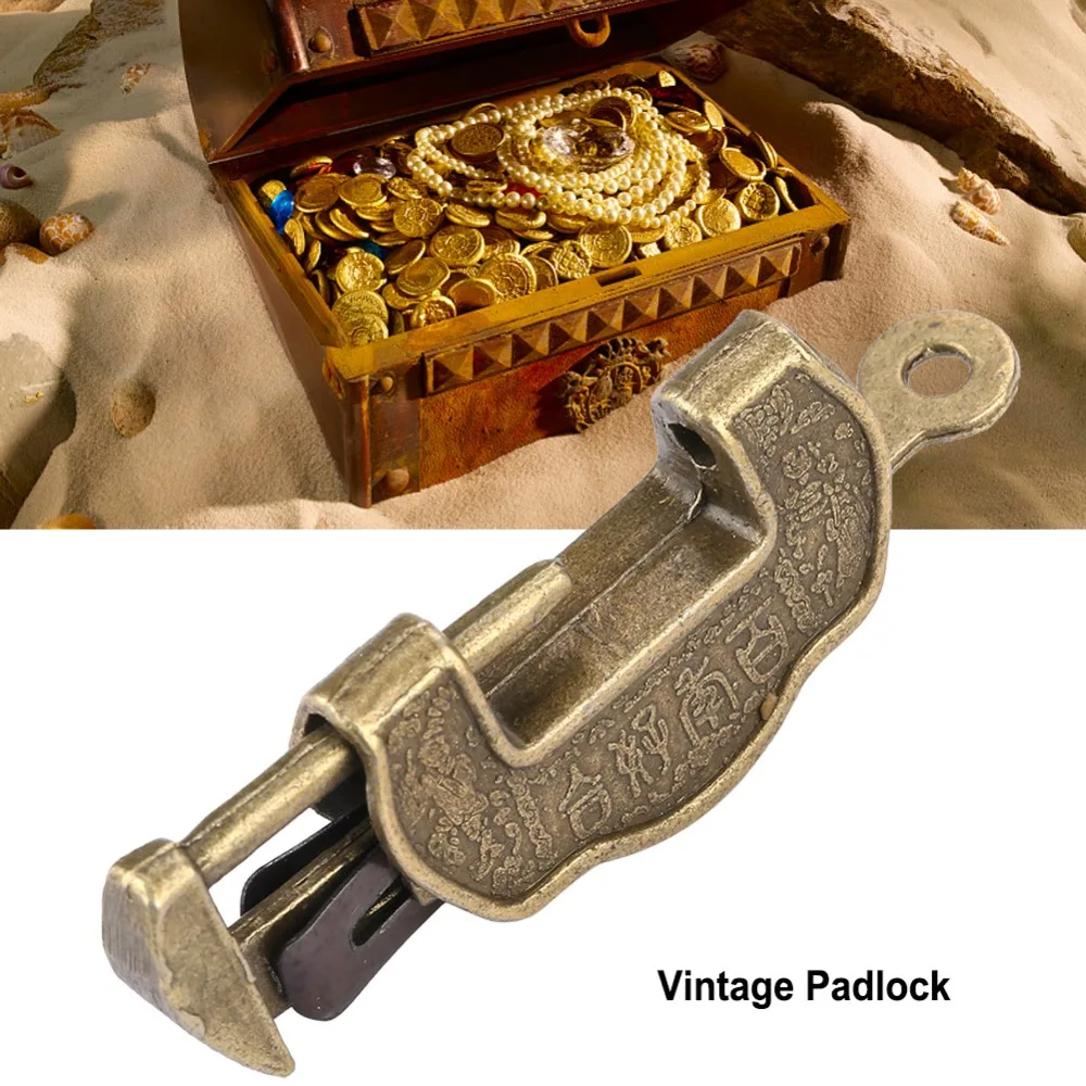 Zinc Alloy Vintage Antique Padlock​ Bronze Carved Design​ Love Lock​ Mini Size Retro Cabinet Lock​ For Jewelry Box and Drawer