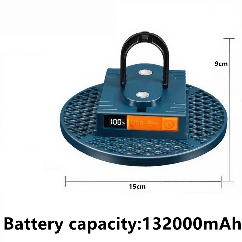 فانوس التخييم في الهواء الطلق المحمولة القابلة لإعادة الشحن مقاوم للماء مع 4 أوضاع عكس الضوء خيمة معلقة مصباح عرض مستوى البطارية