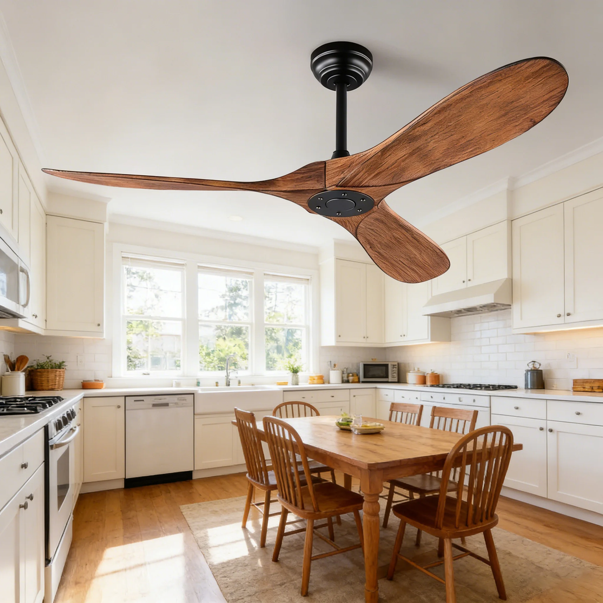 52 60 Inch Large Ceiling Fan Industrial Vintage ABS Ventilator Decorative Fans  for unlit living and dining room pendant lights