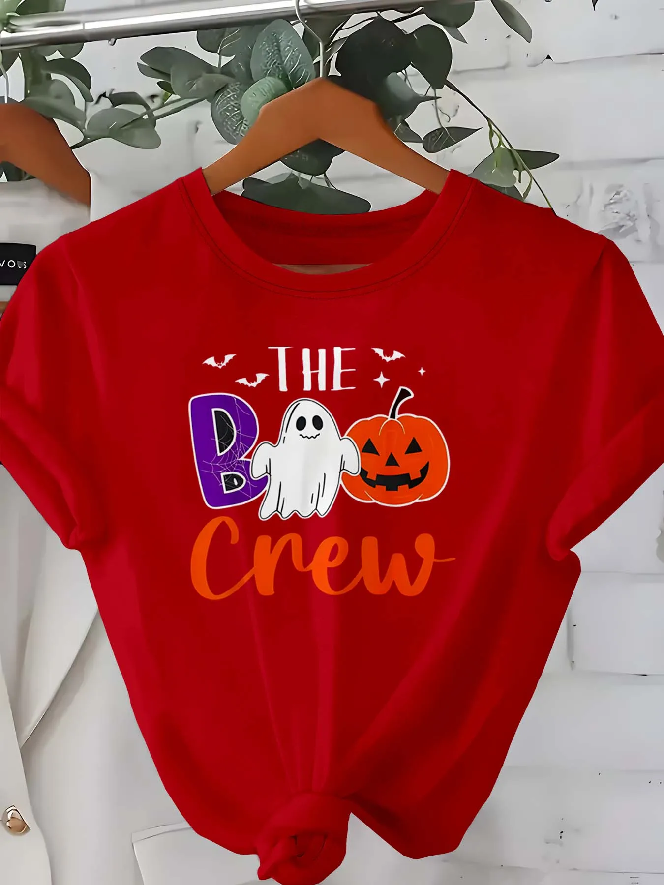 Plus Size Halloween Themed Attire With Boo Crew Ghost Pumpkin Spider Web Motifs For Festive Stylish Looks