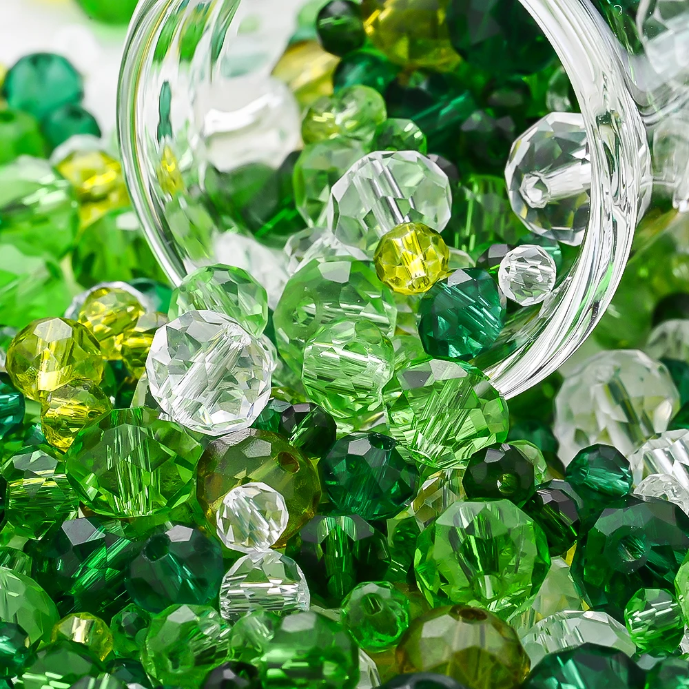 100-300 Stück Grüne Kristallglasperlen 3/4/6/8mm Glänzende Facettierte Lose Abstandsperlen für Schmuckherstellung DIY Armband Halskette – Detail 7