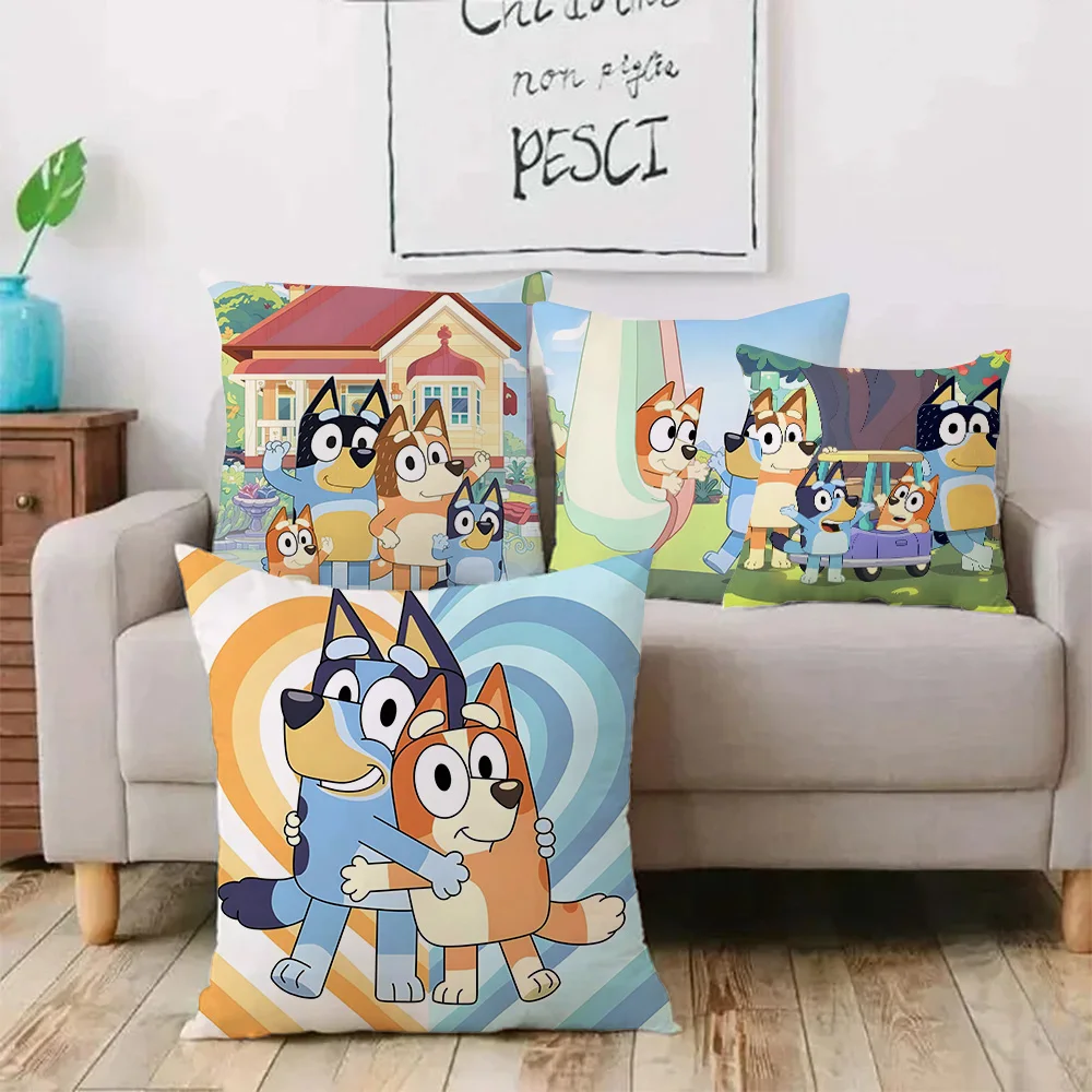 Anime For B-Blueys Pillow Covers Cartoon Sofa Decorative Home Double-sided Printing Short Plush Cute Cushion Cover