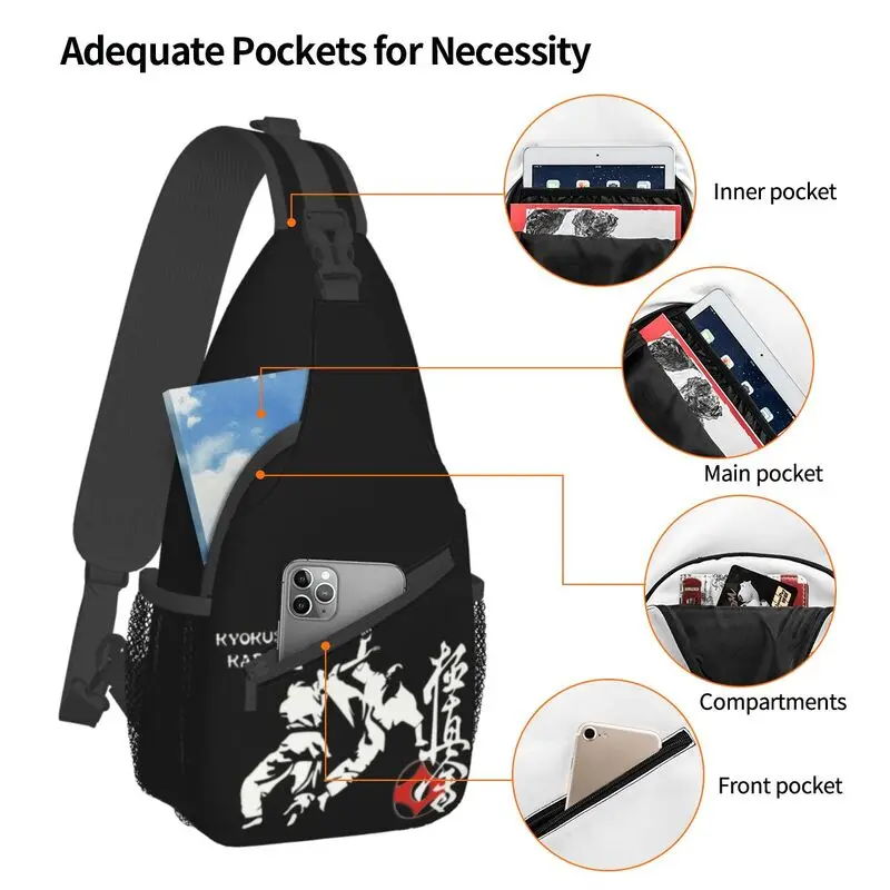 Kyokushi kárate Kumite Scene Sling Crossbody Chest Bag para hombres, Cool Fighter, artes marciales, mochila de hombro para viajes y ciclismo