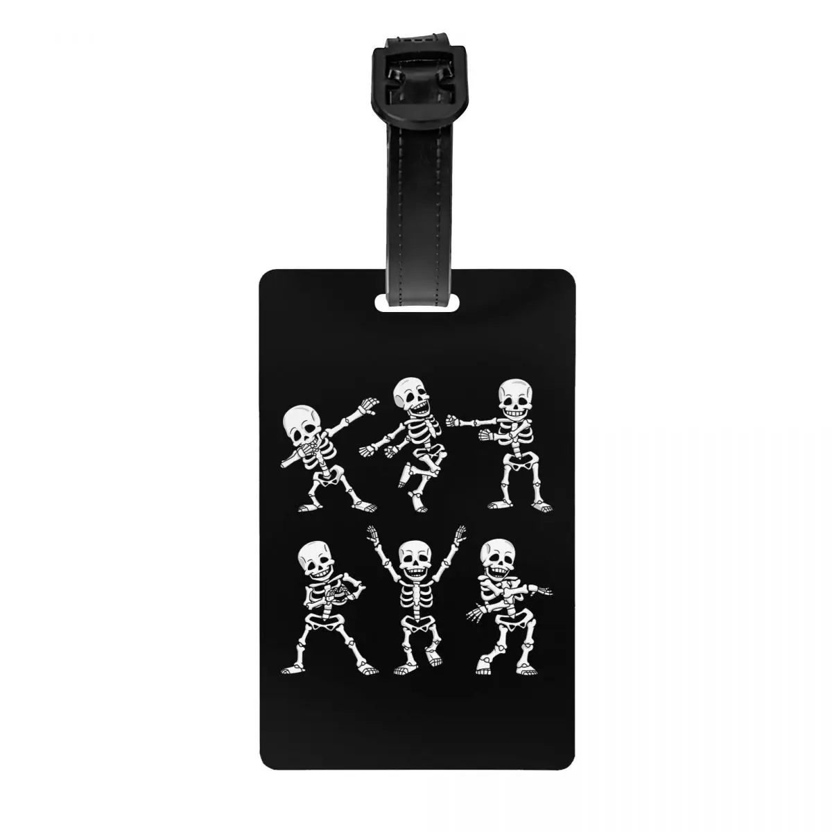 Custom Dancing Skeletons Dance Challenge Luggage Tag With Name Card Halloween Privacy Cover ID Label for Travel Bag Suitcase