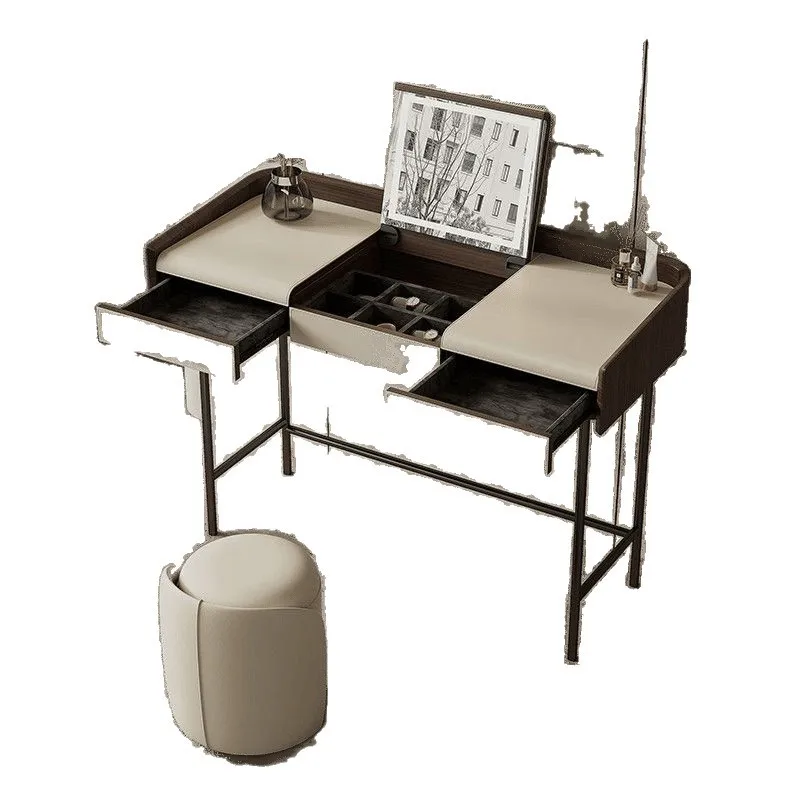 

2025 Modern Minimalist Solid Wood Dresser Bedroom Flip Light Luxury Cream Style Premium Italian Integrated Dresser