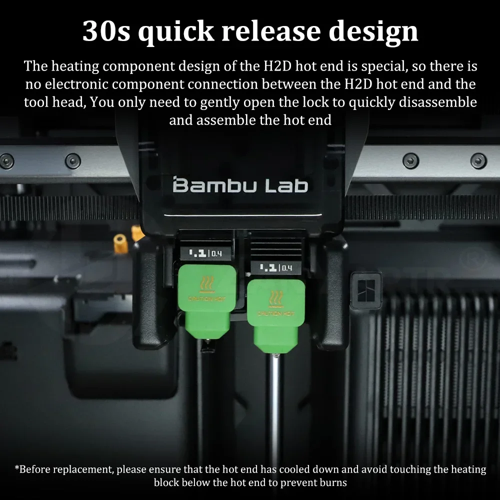 For Bambu Lab H2D Detachable Hardened Steel Nozzle Hotend HF High-Flow Extrusion Printing Nozzle Compatible with A1/A1mini