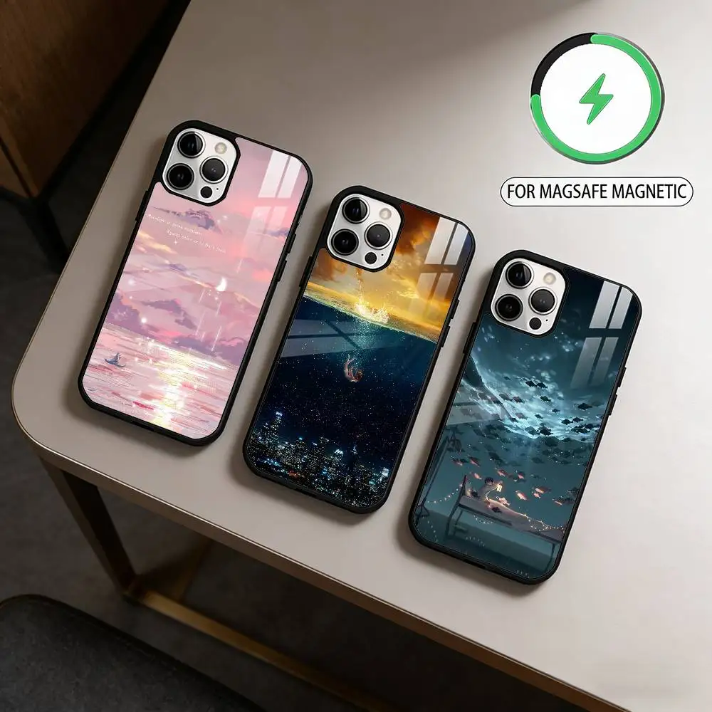 

Night Water Dream Art Magnetic For Magsafe Wireless Charging Phone Case For iPhone17,16,15,14,13,12,11 Plus,Pro Max