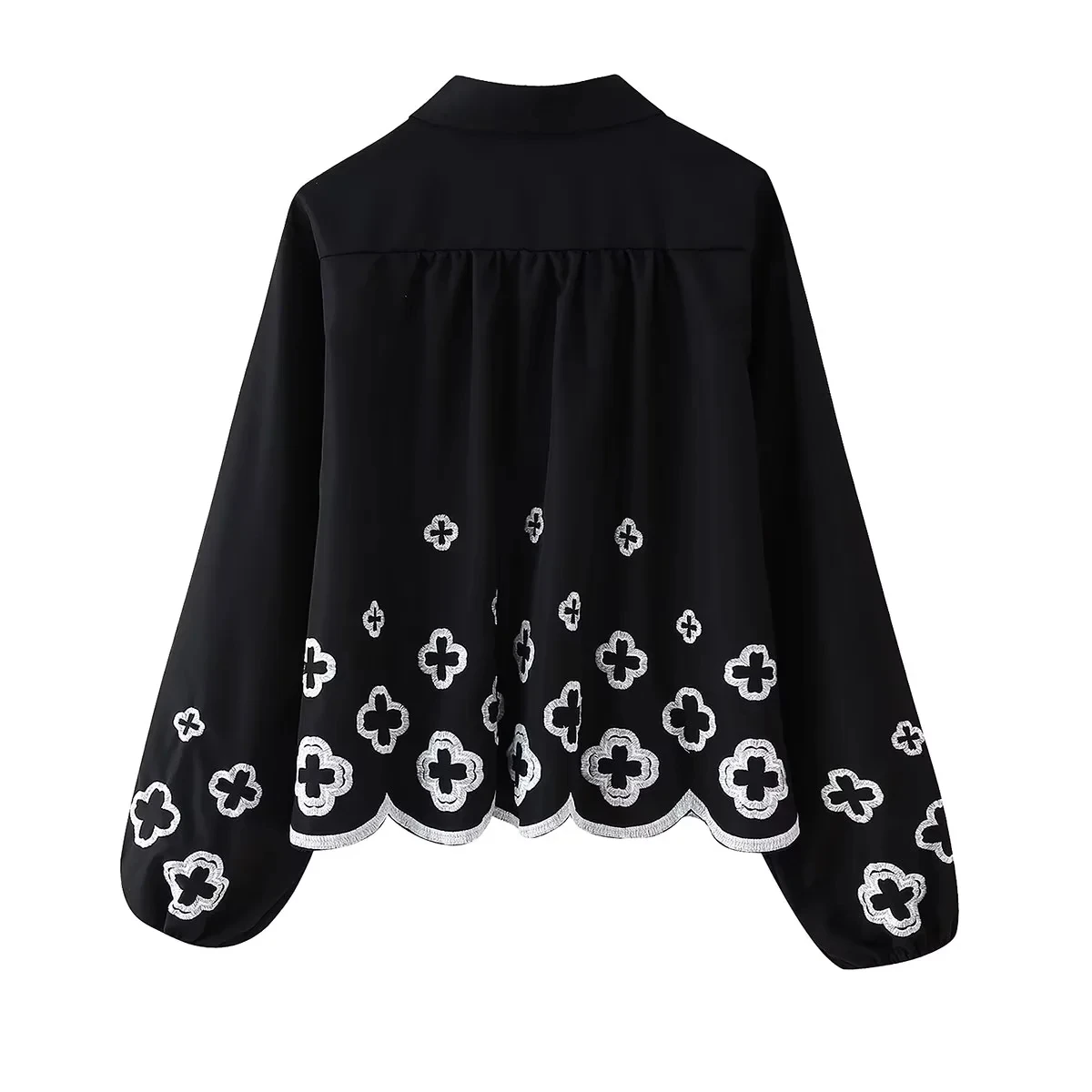 JNLEAOG Damska Bluzka z Haftowanymi Kwiatami, Jesienna Nowość, Elegancka, Do Pracy, Modny Design, Oddychająca, Poliester, Długa S...