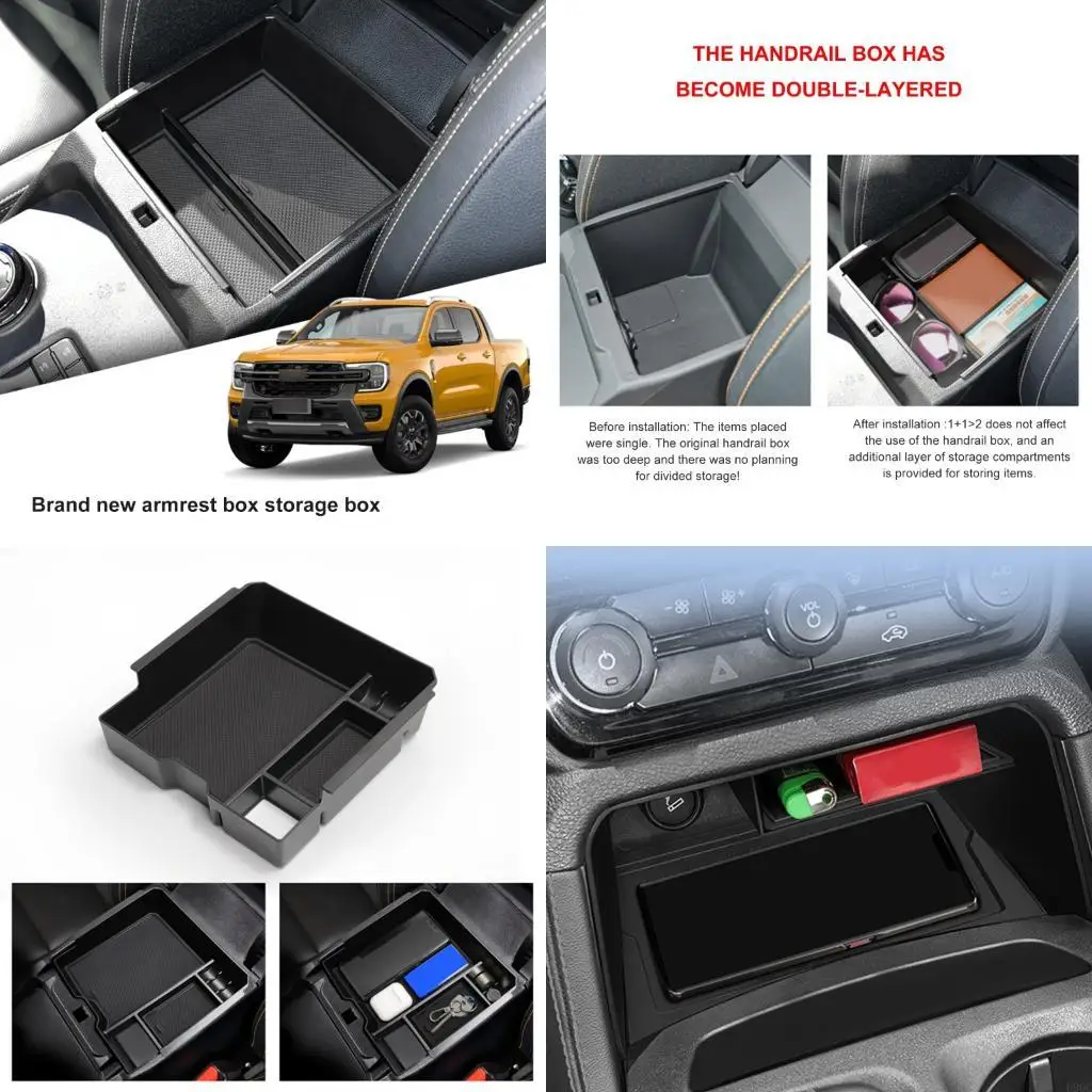 Interior Storage Tray with Efficient Space Utilization ABS Center Console Storage Double Layer Storage Box for Vehicles New