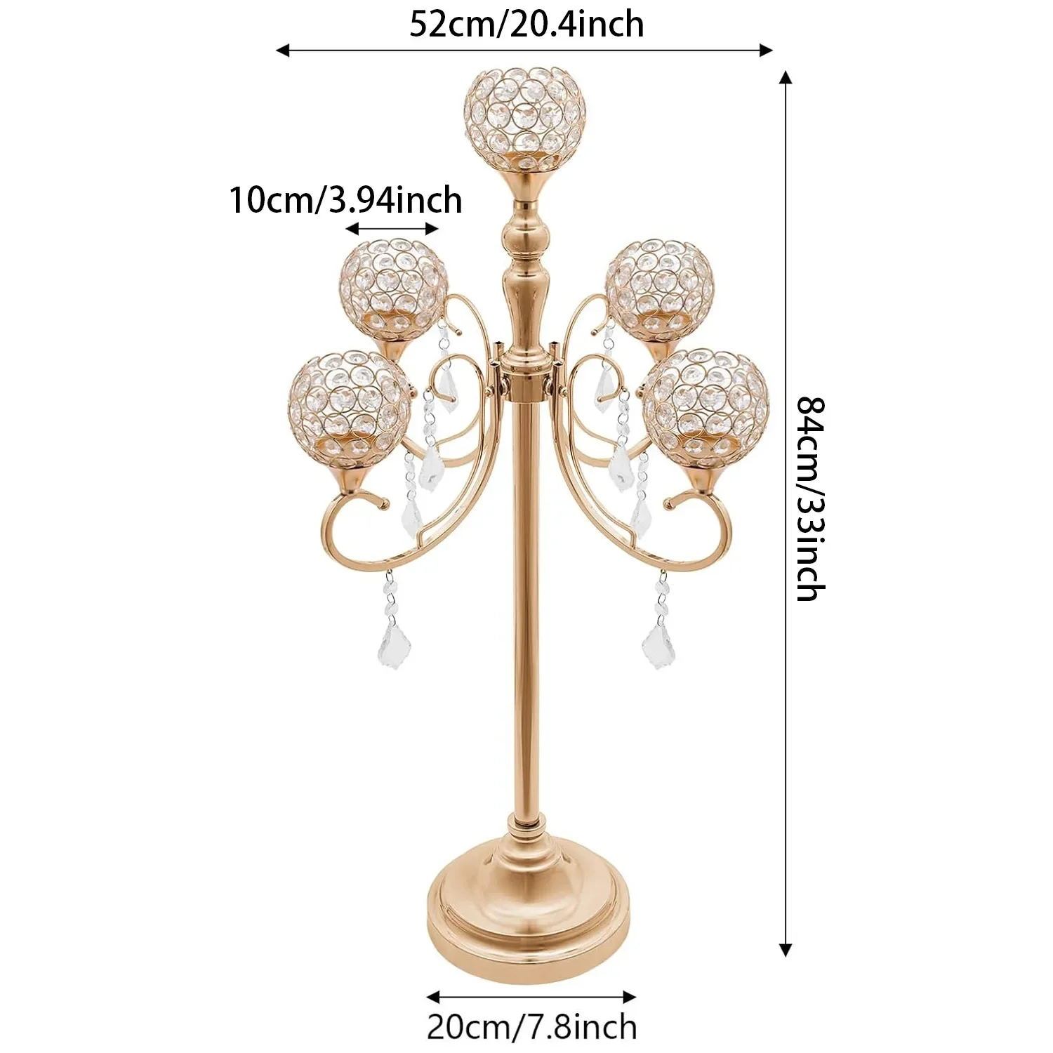 Cross-border wedding props wrought iron electroplated gold crystal candlestick birthday party wedding party romantic table