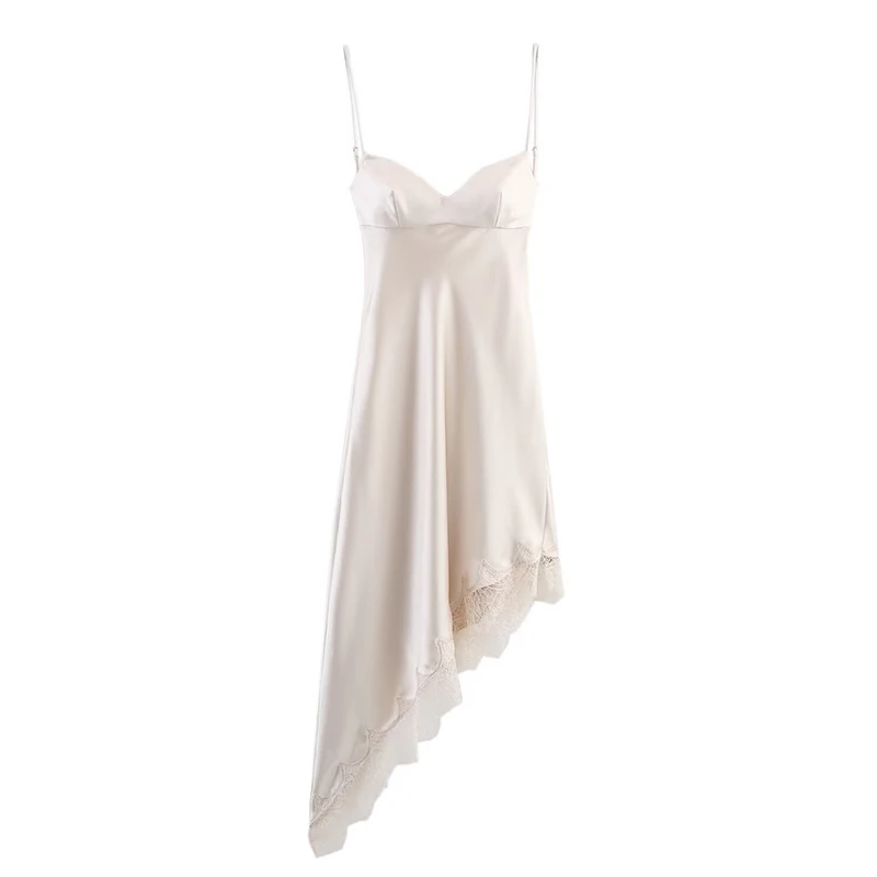 Tornova Sexy Spitze Satin Sling Kleid Weibliche Mode Unregelmäßige Splice Mini Kleid Elegante 2025, Herbst Ins Heiße Ärmellose Dame Kleid