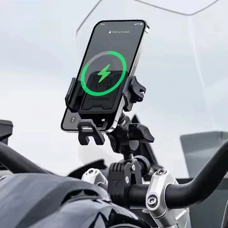 

15W Wireless 36W Type-C Fast Charging Motorcycle Bike Phone Holder Shockproof Anti-Theft For Motorbike Bicycle Handlebar Mount