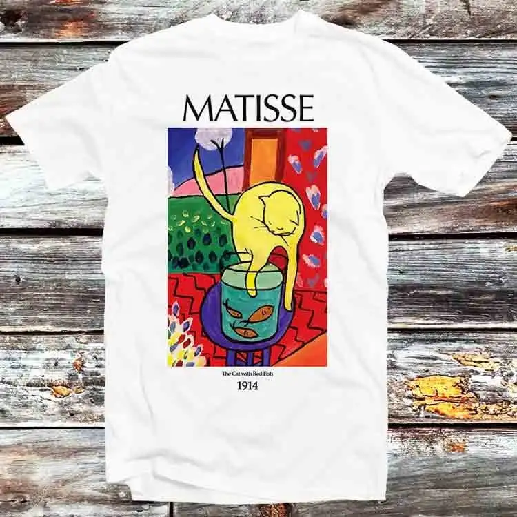 Henri Matisse The Cat With Red Fish T Shirt Vintage Retro Cartoon Anime Top B1248