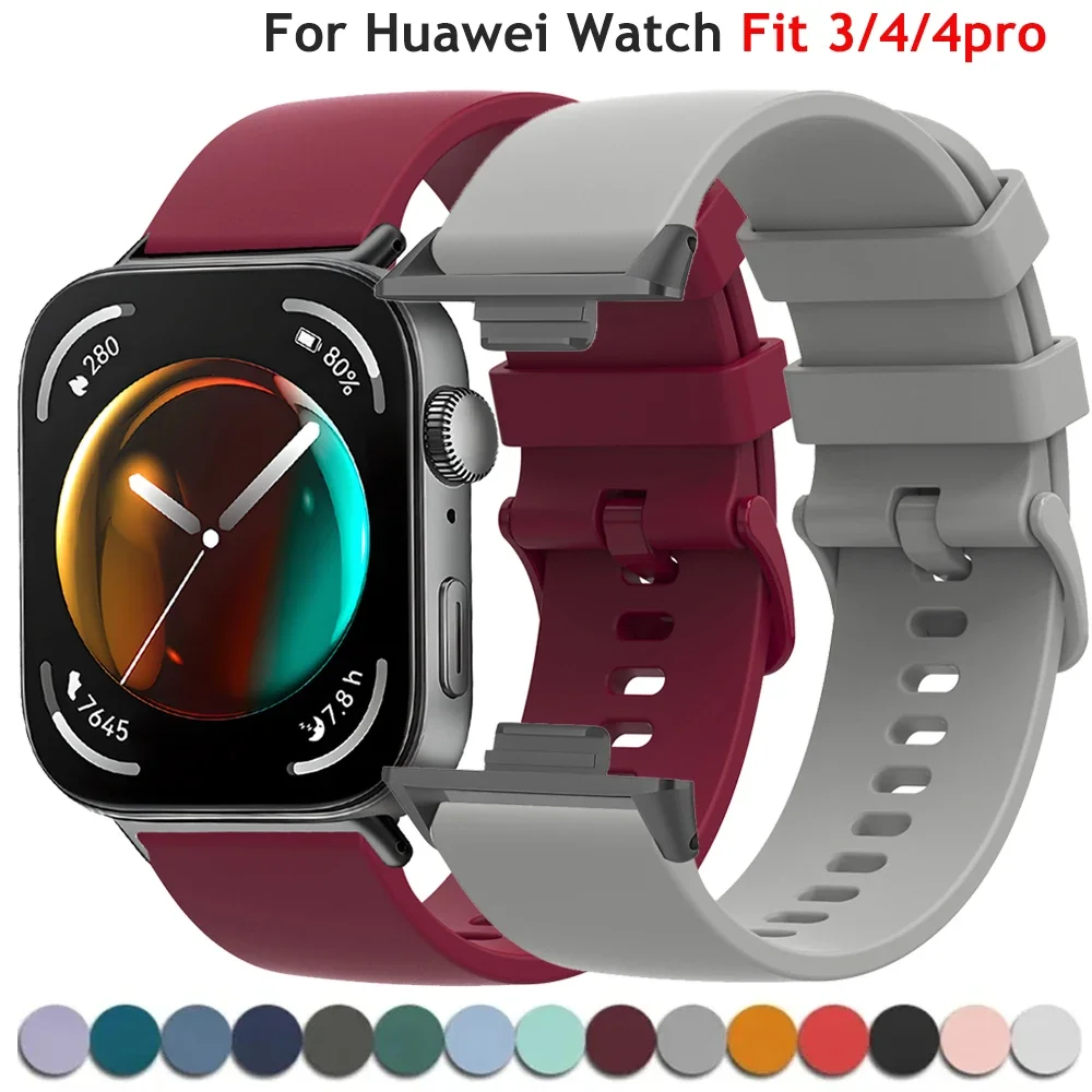 Силиконовый ремешок для Huawei Watch Fit 4/4 Pro/Fit 3, спортивный браслет для Huawei Watch Fit2 Fit1, сменный ремешок для часов, аксессуары ﻿