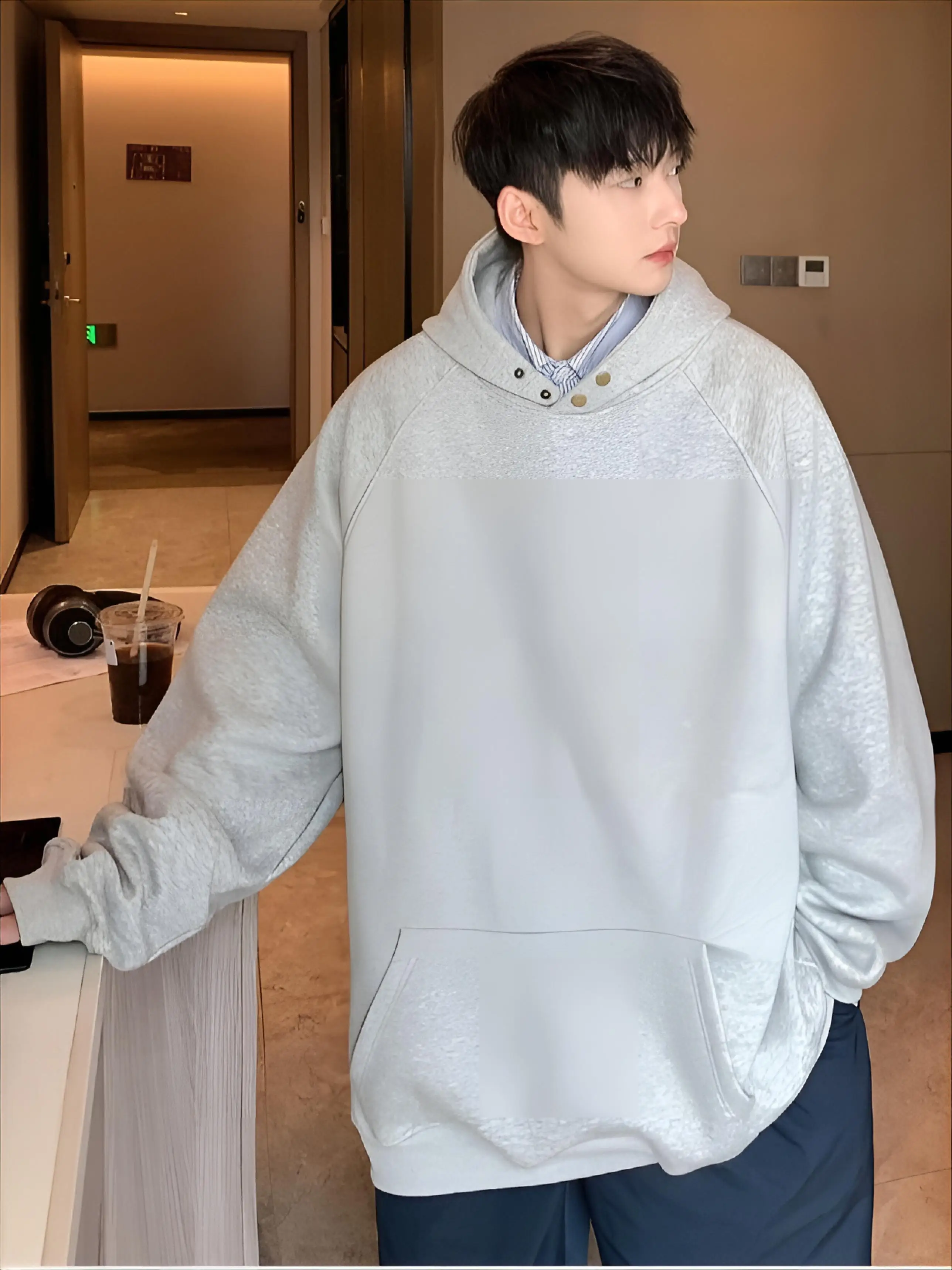 

Мужские худи с капюшоном, хлопковые, серые, нейтральные, классические, повседневные, простые, минималистичные, удобные, мягкие, дышащие, свободного кроя