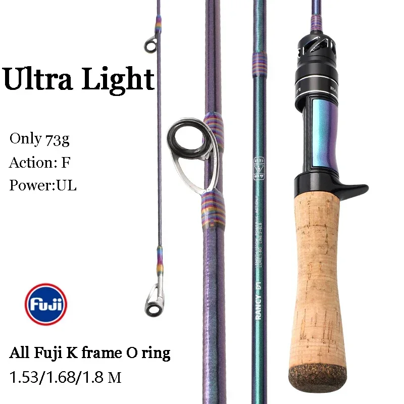 Mavllos Rancy Light Carbon Fishing Rod,Lure 0.6-8g Line 2-6lb Solid UL Tip with FUJI Ring Casting Rod for Trout Spinning Rod