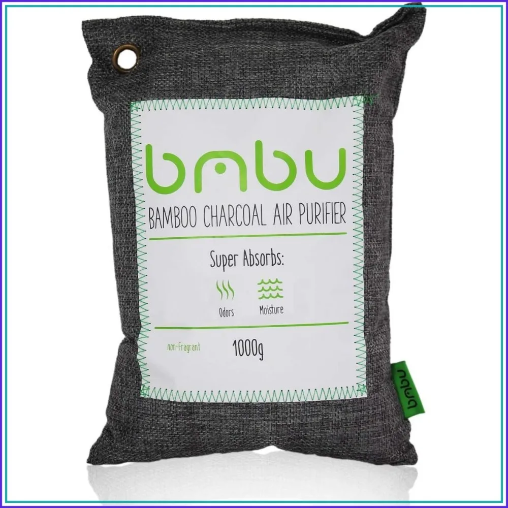 1kg Bamboo Charcoal Air Purifier Bag - Car Deodorizer, Moisture Absorber for RV, Closet, Pet Area - Non-Toxic, Unscented