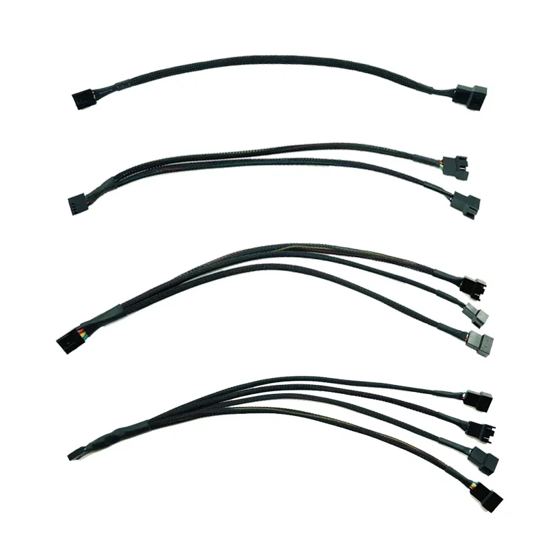 Adapter Cable 1/2/3/4Ways 4Pin PWM Splitter for Desktop Computer CPU Case Fan Sleeved Power Cable 4Pin Female to 1/2/3/4Pin Male