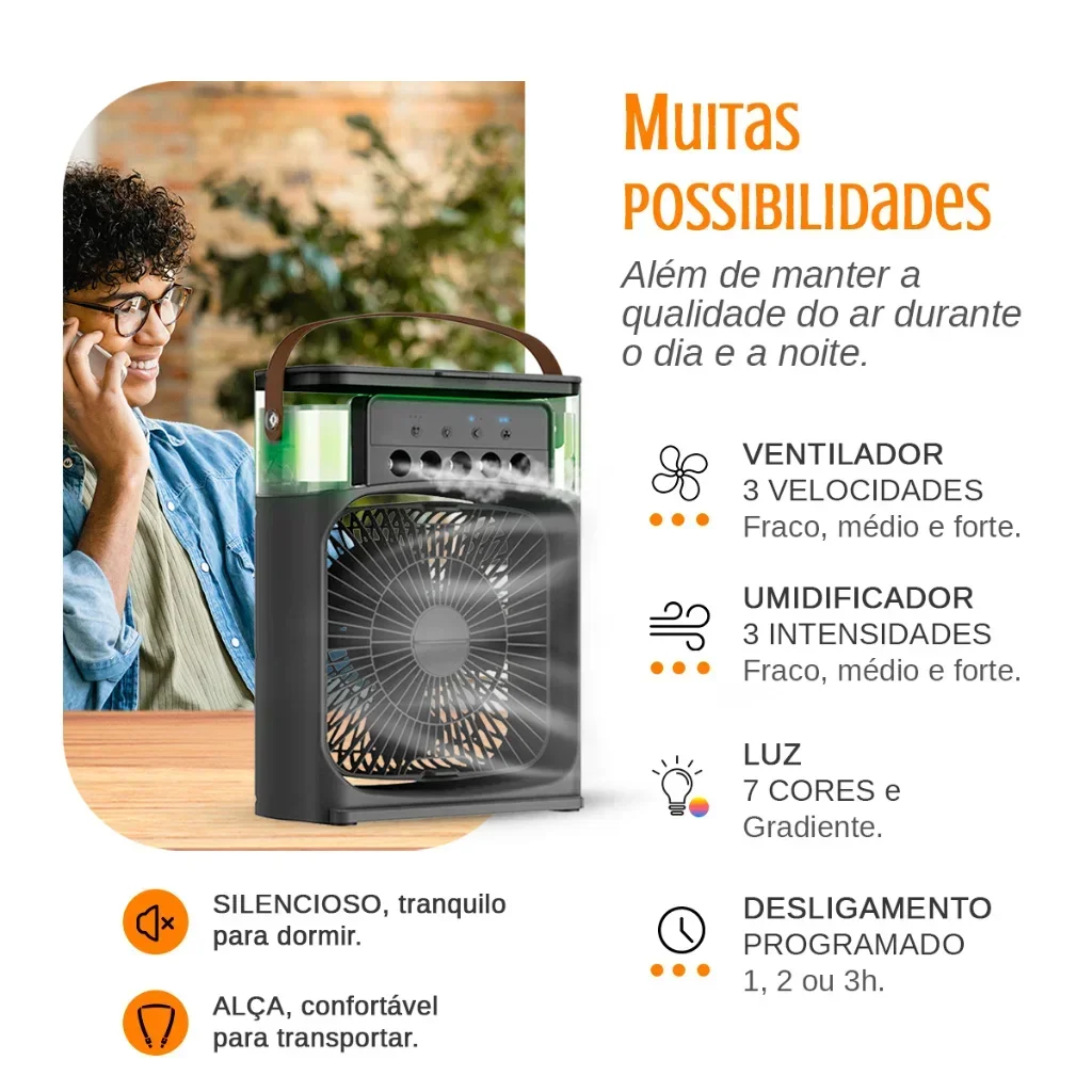 Ventilador humidificador portátil, aire acondicionado, miniventilador, Enfriador de aire silencioso refrigerado por agua, ajuste de aire para