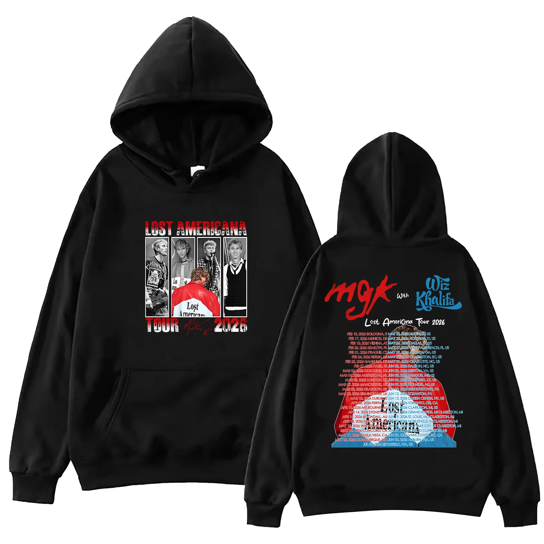 

Толстовка MGK Lost Americana Tour для мужчин и женщин, пуловер с длинными рукавами в стиле Харадзюку